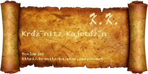 Kránitz Kajetán névjegykártya